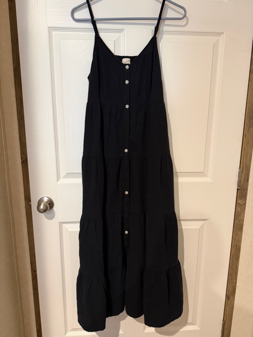 Universal Thread Black Tiered Button-Front Spaghetti Strap Maxi Dress